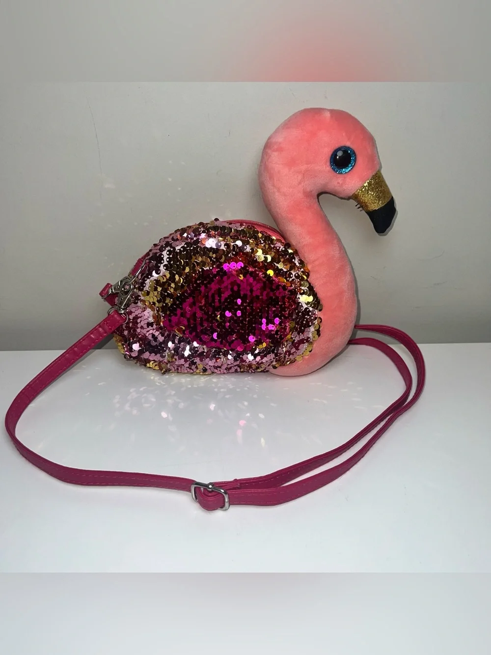 Ty Pink Sequin Flamingo Kids Crossbody Bag